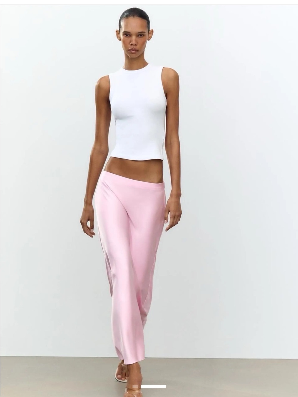 Zara Baby Pink Satin Midi Skirt Size XS